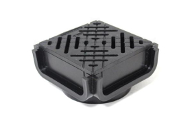 POLYCON LITE AQUA 100 CORNER / SUMP - COMPOSITE GRATING - LEAF TRAP - 110mm V/OUTLET