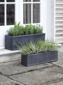 OUTDOOR FURNITURE - 'BATHFORD' FIBRE CLAY TROUGH PLANTERS -  SET OF 2     (BTPL02)