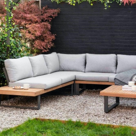 OUTDOOR FURNITURE - AMBERLEY TEAK CORNER SOFA SET